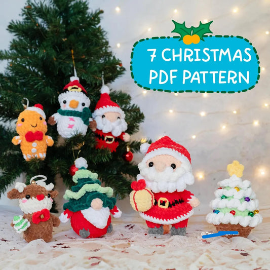 Ensemble de 7 Modèles de Crochet de Noël + CADEAU GRATUIT 🎁